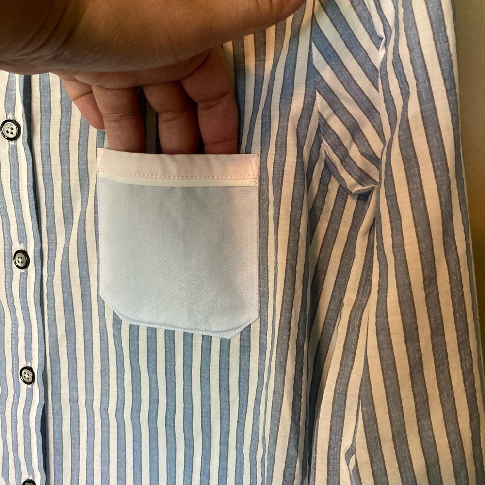 Chinti And Parker Women S Blue White Pinstripe Button Down Long Sleeve Shirt - Picture 3 of 10